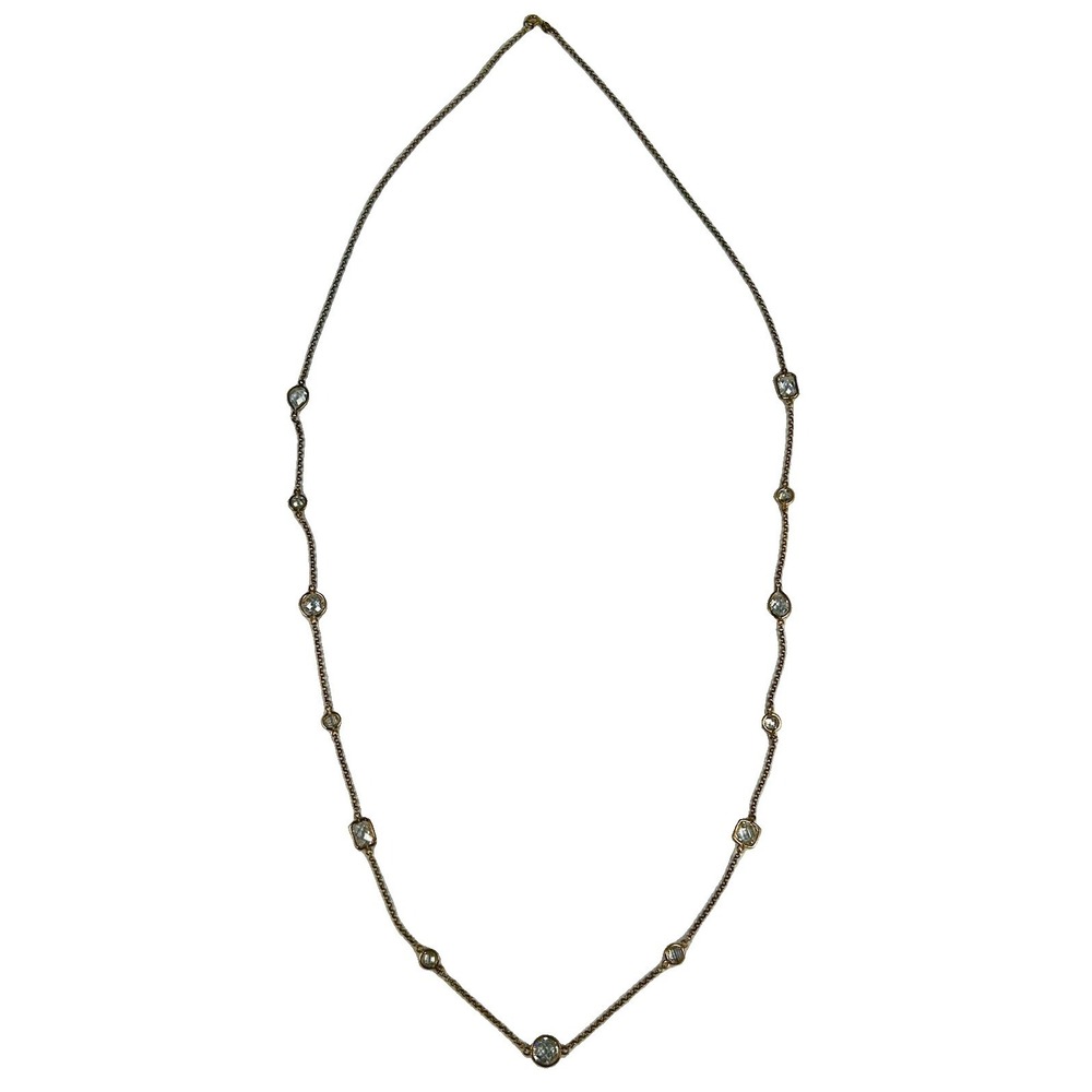 Jean Dousset NVDR 925 Sterling Silver Absolute CZ Station Necklace 34"